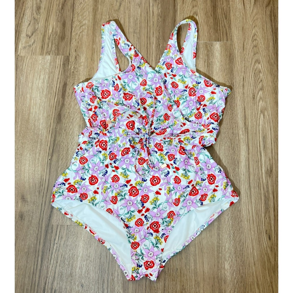 Anthropologie Floral One Piece Swimsuit Tie Front Cottagecore Boho No Returns